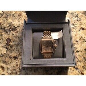 MICHELE Deco Madison‎  27.5mm x 26mm Diamond GOLD Dial New